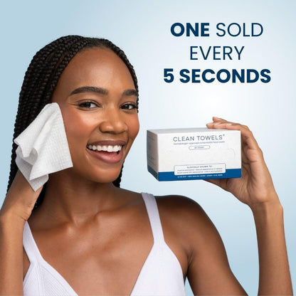 Clean Towels®, 100% USDA Biobased Face Towel, Disposable Face Towelette, Eczema Association Accepted, Makeup Remover Dry Wipes, Ultra Soft, 1 Pack, 25 Ct