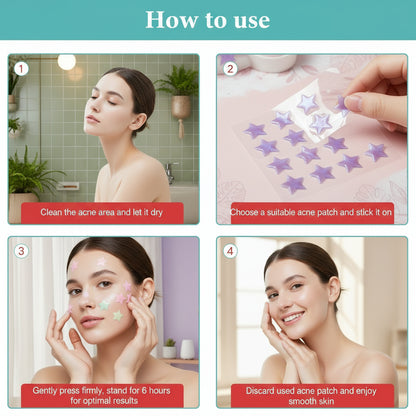 Pimple Patches for Face, Hydrocolloid Acne Patches, Cute Star Zit Covers, Colorful Superstar Patches Spot Stickers, 357 Count | 4 Sizes (8Mm/9Mm/11Mm/14Mm)